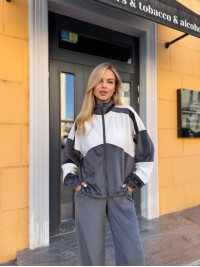 Жіночий велюровий костюм на змiйцi сiрого кольору 34950