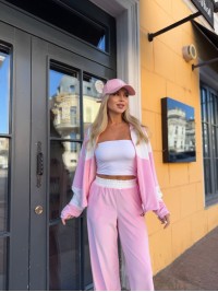 Жіночий велюровий костюм на змiйцi рожевого кольору 34952