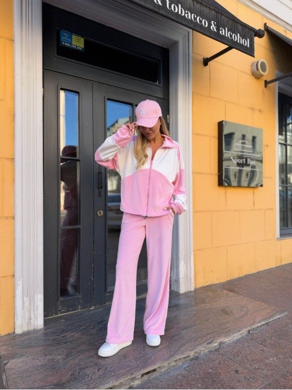 Жіночий велюровий костюм на змiйцi рожевого кольору 34952