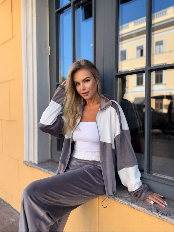 Жіночий велюровий костюм на змiйцi кавового кольору 34953