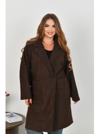 Жіноче пальто баранець на фліс коричневого кольору 34954
