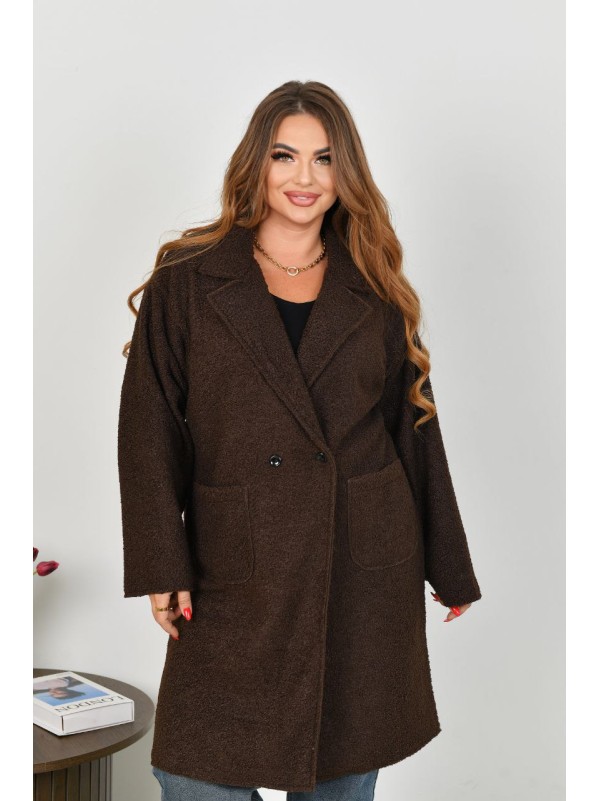 Жіноче пальто баранець на фліс коричневого кольору 34954