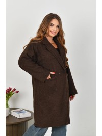 Жіноче пальто баранець на фліс коричневого кольору 34954