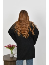 Жіноче пальто баранець на фліс чорного кольору 34955