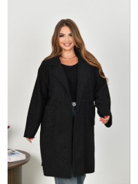 Жіноче пальто баранець на фліс чорного кольору 34955
