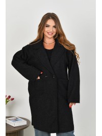 Жіноче пальто баранець на фліс чорного кольору 34955