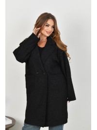 Жіноче пальто баранець на фліс чорного кольору 34955
