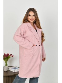 Жіноче пальто баранець на фліс рожевого кольору 34957