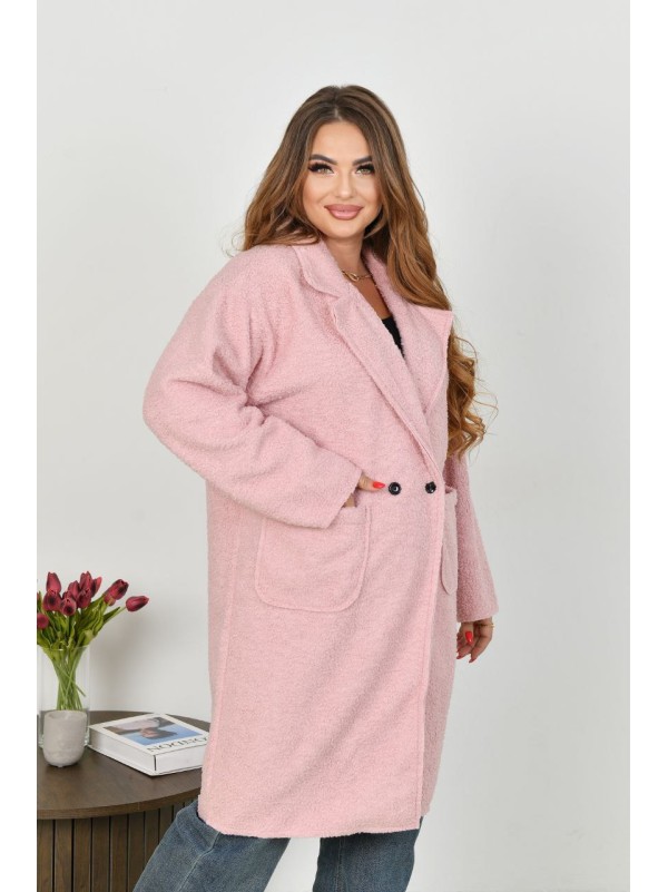Жіноче пальто баранець на фліс рожевого кольору 34957
