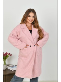 Жіноче пальто баранець на фліс рожевого кольору 34957