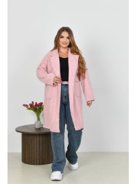 Жіноче пальто баранець на фліс рожевого кольору 34957