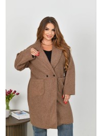 Жіноче пальто баранець на фліс кавового кольору 34958