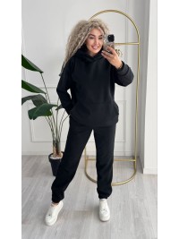 Жіночий телий костюм з капюшоном чорного кольору 34961