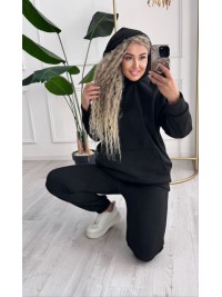 Жіночий телий костюм з капюшоном чорного кольору 34961