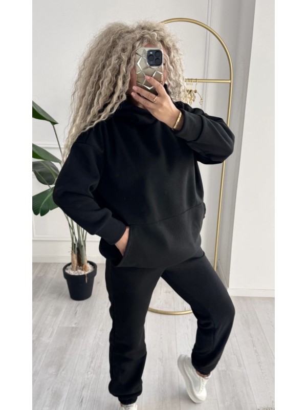 Жіночий телий костюм з капюшоном чорного кольору 34961