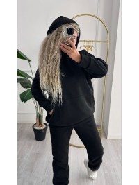 Жіночий телий костюм з капюшоном чорного кольору 34961