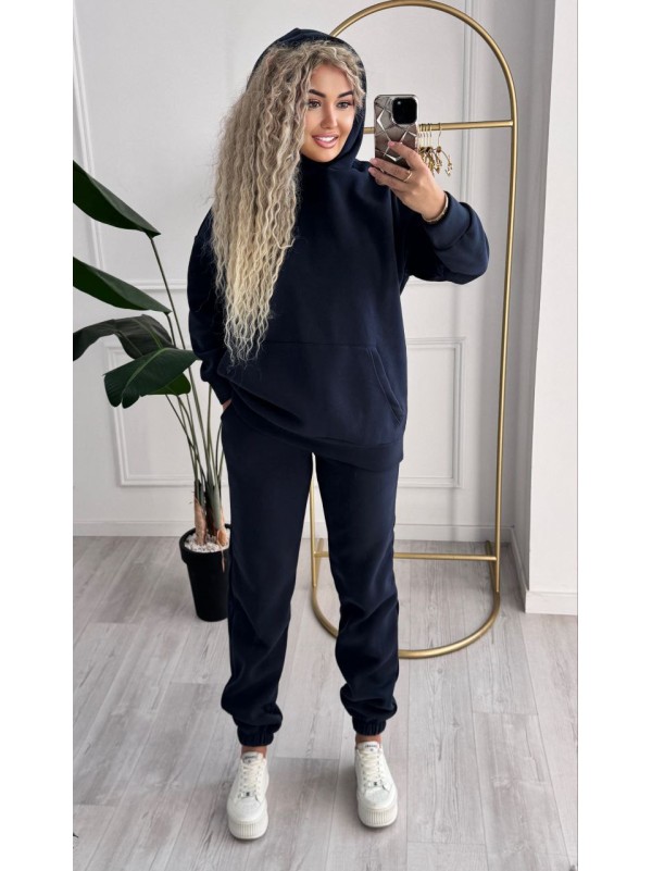 Жіночий телий костюм з капюшоном синього кольору 34962