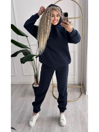 Жіночий телий костюм з капюшоном синього кольору 34962