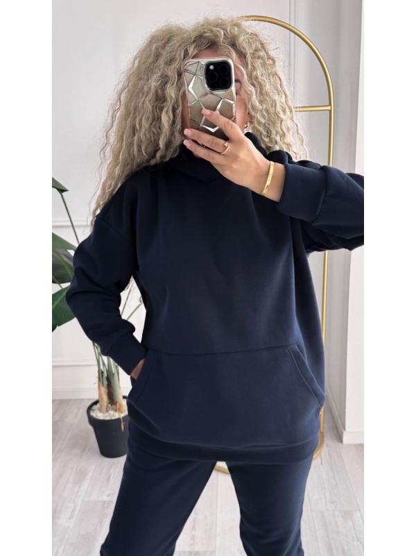 Жіночий телий костюм з капюшоном синього кольору 34962