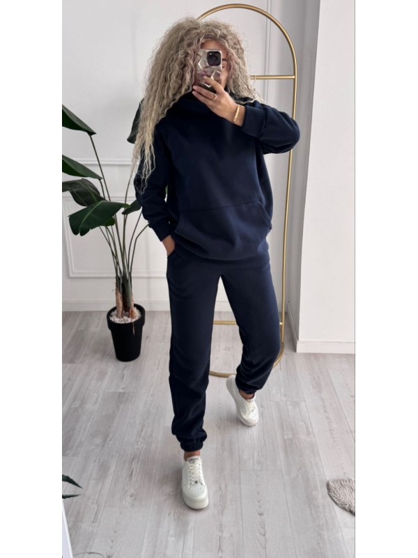 Жіночий телий костюм з капюшоном синього кольору 34962