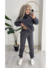 Жіночий телий костюм з капюшоном графiтового кольору 34964