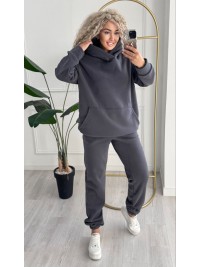 Жіночий телий костюм з капюшоном графiтового кольору 34964