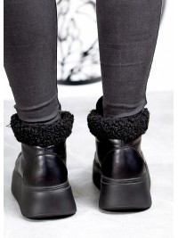 Жіночі шкіряні черевики Тедді (байка) чорного кольору 34977