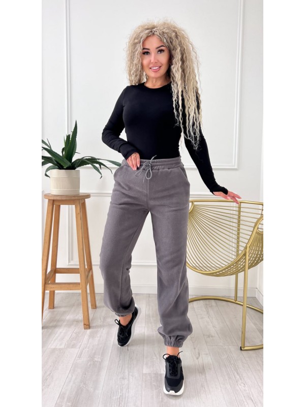 Жiночi флiсовi штани вiльного крою графiтового кольору 34989