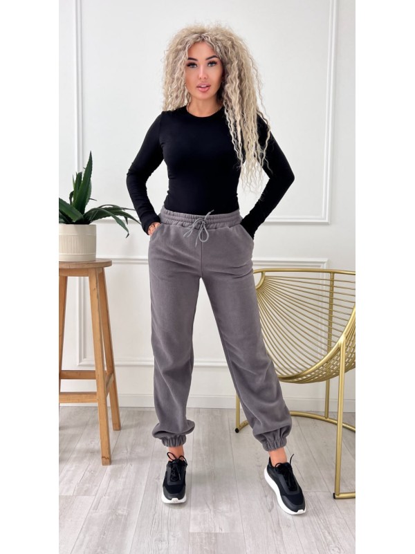 Жiночi флiсовi штани вiльного крою графiтового кольору 34989
