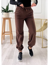 Жiночi флiсовi штани вiльного крою коричневого кольору 34990