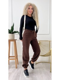 Жiночi флiсовi штани вiльного крою коричневого кольору 34990