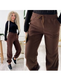 Жiночi флiсовi штани вiльного крою коричневого кольору 34990