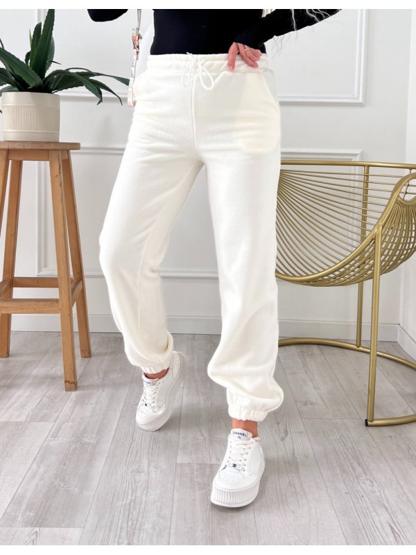 Жiночi флiсовi штани вiльного крою молочного кольору 34991