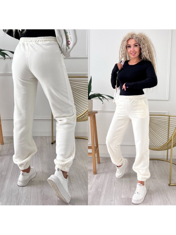 Жiночi флiсовi штани вiльного крою молочного кольору 34991
