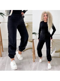 Жiночi флiсовi штани вiльного крою чорного кольору 34992