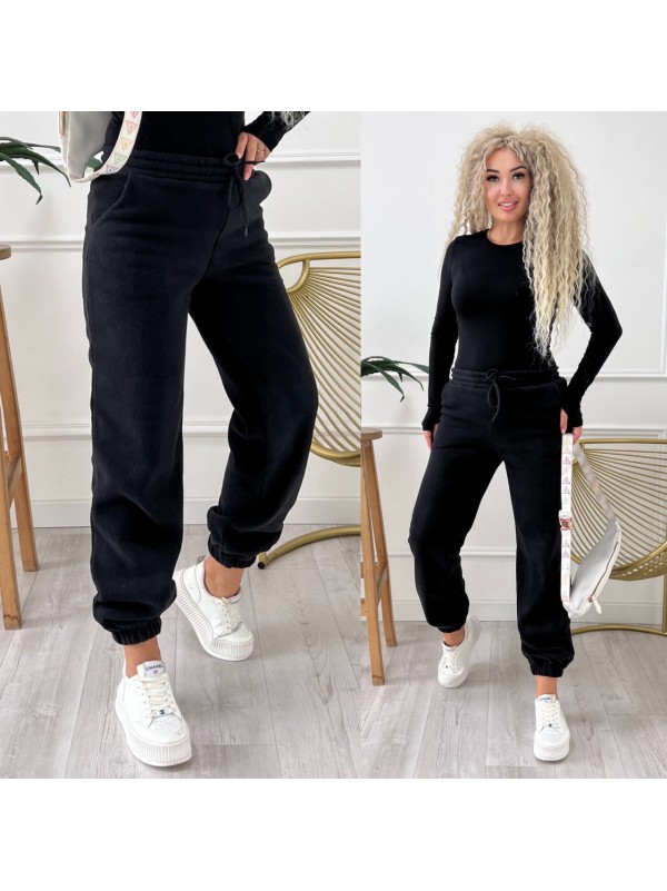 Жiночi флiсовi штани вiльного крою чорного кольору 34992