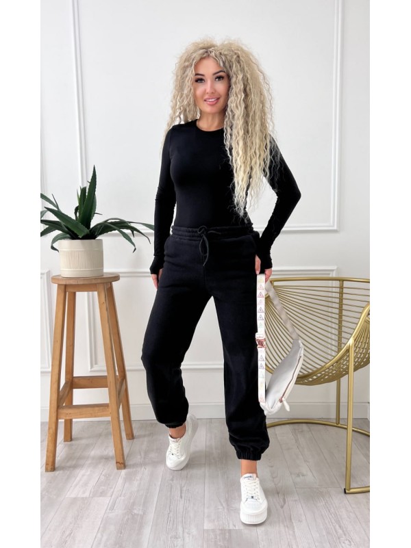 Жiночi флiсовi штани вiльного крою чорного кольору 34992