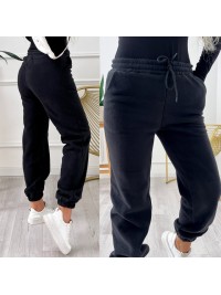 Жiночi флiсовi штани вiльного крою чорного кольору 34992