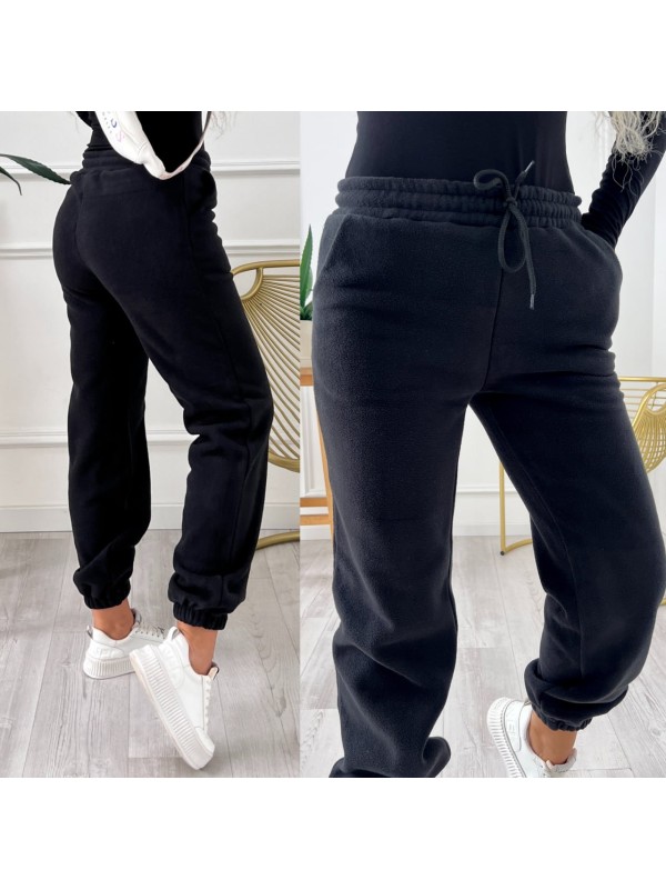 Жiночi флiсовi штани вiльного крою чорного кольору 34992