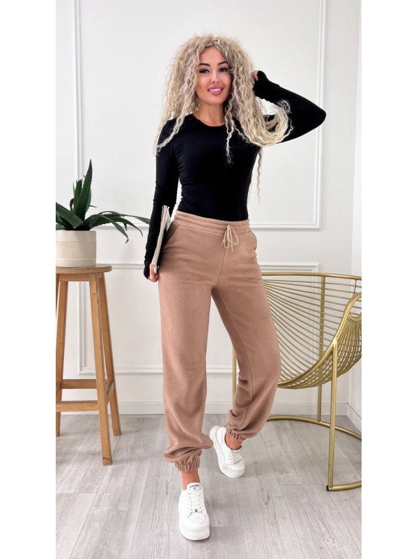 Жiночi флiсовi штани вiльного крою бежевого кольору 34993