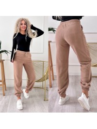 Жiночi флiсовi штани вiльного крою бежевого кольору 34993