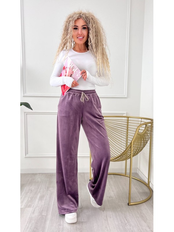 Жiночi велюровi штани пудрового кольору 34998