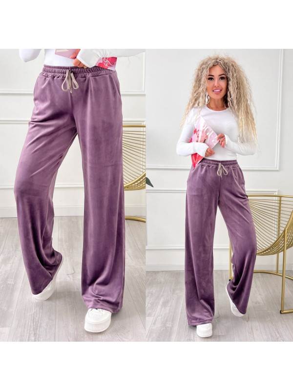 Жiночi велюровi штани пудрового кольору 34998