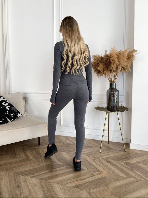 Жіночий костюм гольф+лосiни графiтового кольору 35008