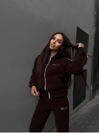 Жіночий костюм флісовий коричневого кольору 35015