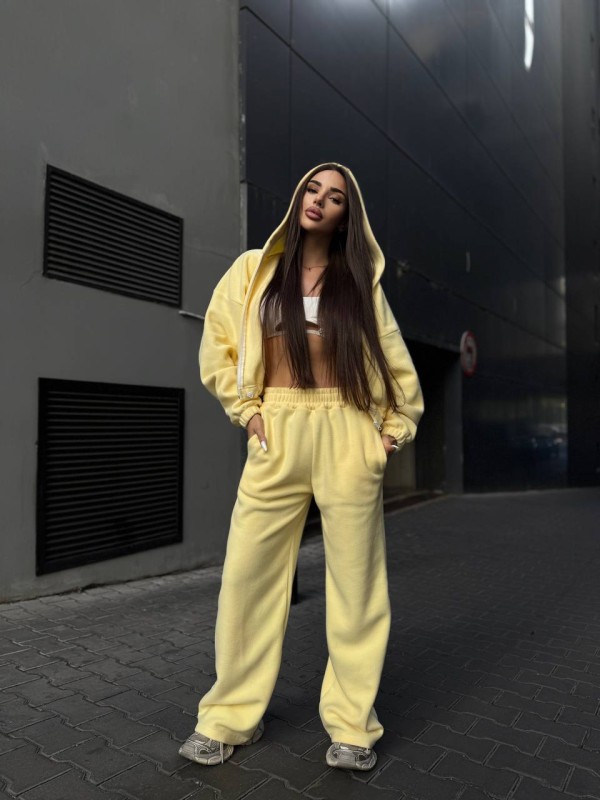 Жіночий флiсовий костюм жовтого кольору 35020