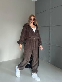 Вельветовий спортивний костюм кавового кольору 35030