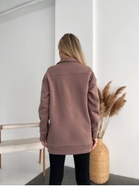 Жіночий подовжений світшот на флiсi кавового кольору 35054