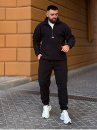 Чоловічий  флiсовий костюм чорного кольору 35065