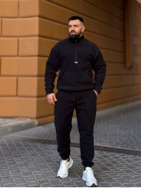 Чоловічий  флiсовий костюм чорного кольору 35065